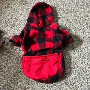 Buffalo plaid hoodie with zipper pouch